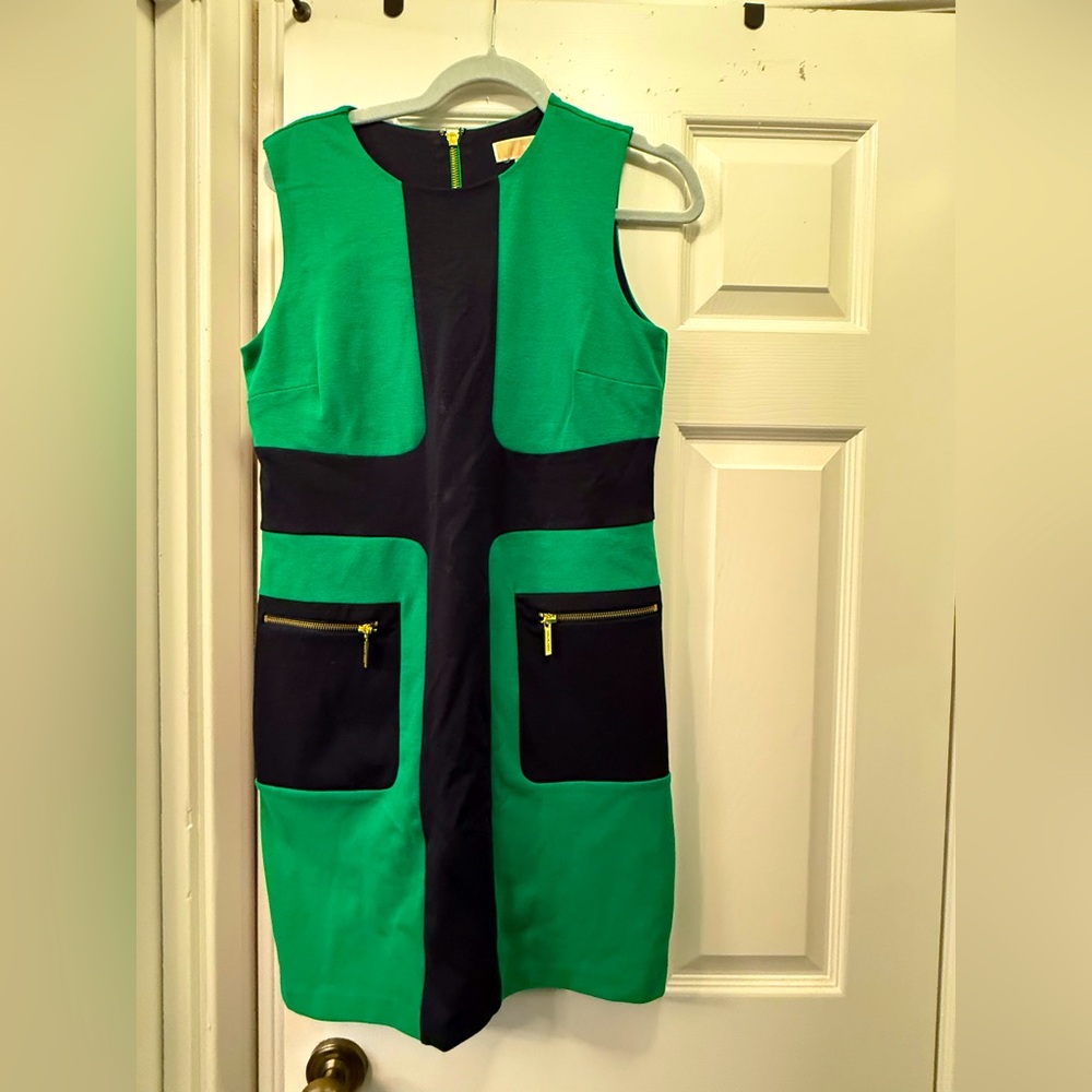 Michael Kors Green and Black Sleeveless Dress